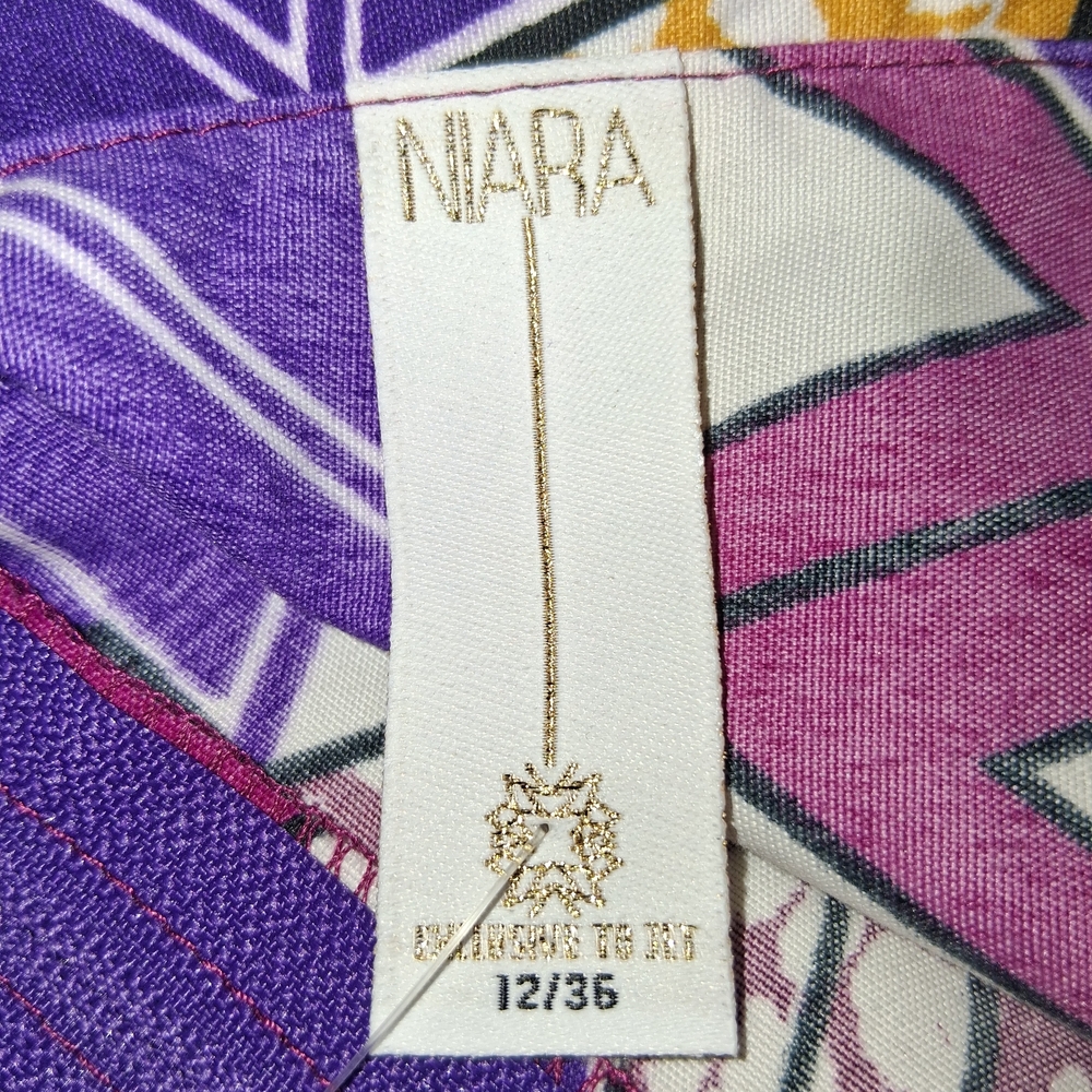 NIARA New Woman Size 12/36 Elegant High-Low Geometric Dress in Purple and Gold - Picture 3 of 17